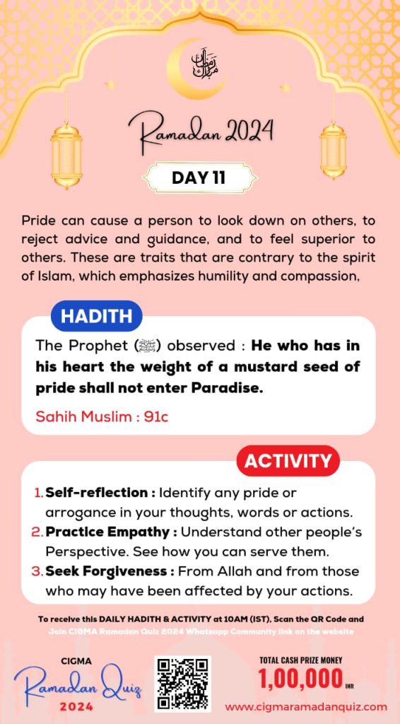 Day 11 22 March 2024 Daily Hadith and Activity - CIGMA Ramadan Quiz 2024 - Ramadan Mubarak - Ramadan 2024 - Ramadan Kareem - Ramazan- Ramadan Hadith - Ramadan Activity - Islamic Activity