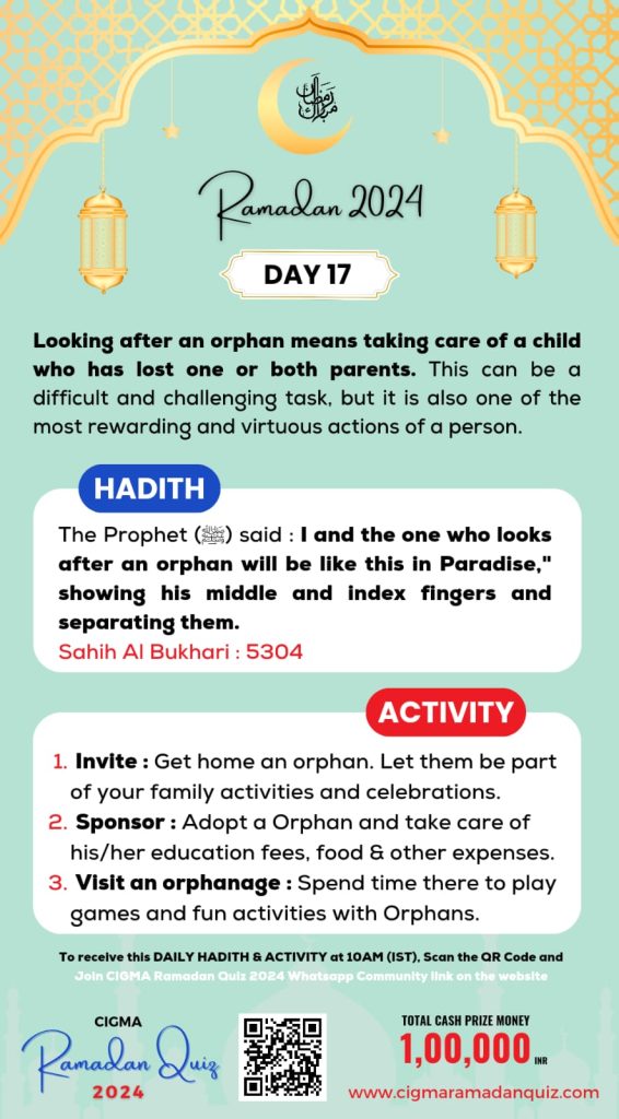 Day 17 Daily Hadith and Activity 28 March 2024 - CIGMA Ramadan Quiz 2024 - Ramadan 2024 - Ramadan Mubarak - Ramazan - Kareem